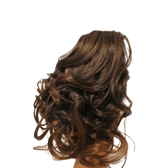 Wavy Ponytail Clip Extension Dk Golden Brown Fancy Wedding Holiday Party Glamor - Picture 2 of 8